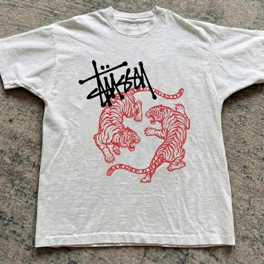 Gildan White T Shirt Stus Sy White Tiger Tee